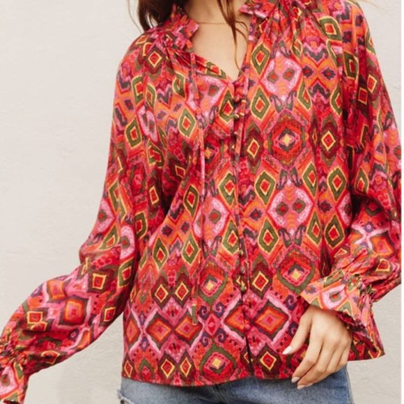 Positano Ruffled Collar Button Down Blouse | New For 2024 - Picture 3 of 4